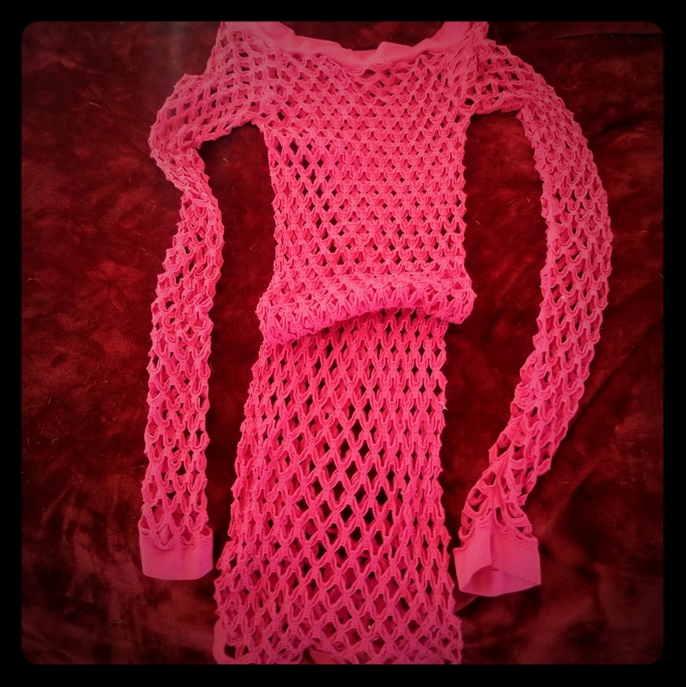Pink fishnet bodycon